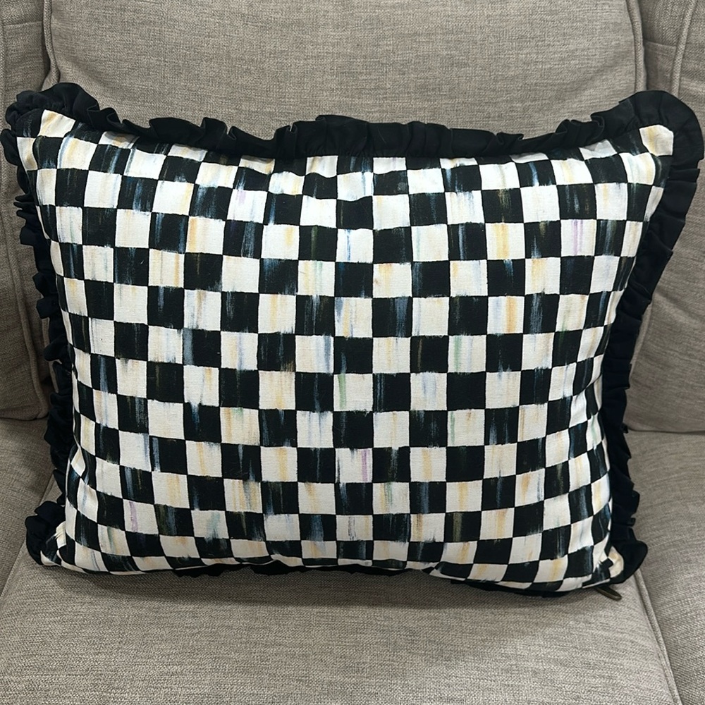 Mackenzie Childs Courtly Check Reversible Ruffled Pillow (DISCONTINUED)